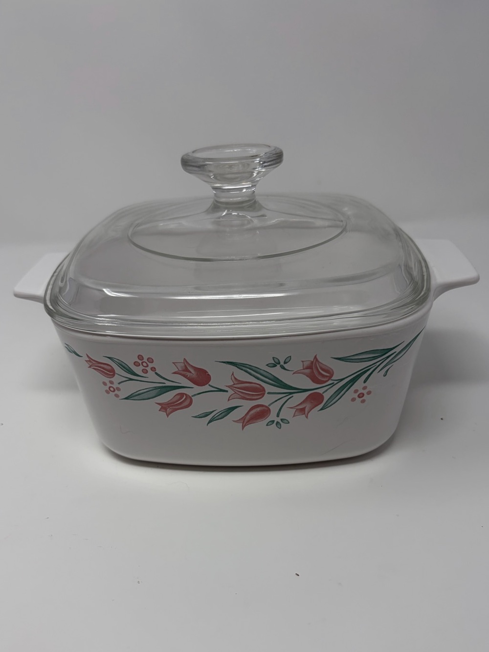 Corning Ware Rosemarie Pink Tulips Casserole A-1.5L With Lid Vintage